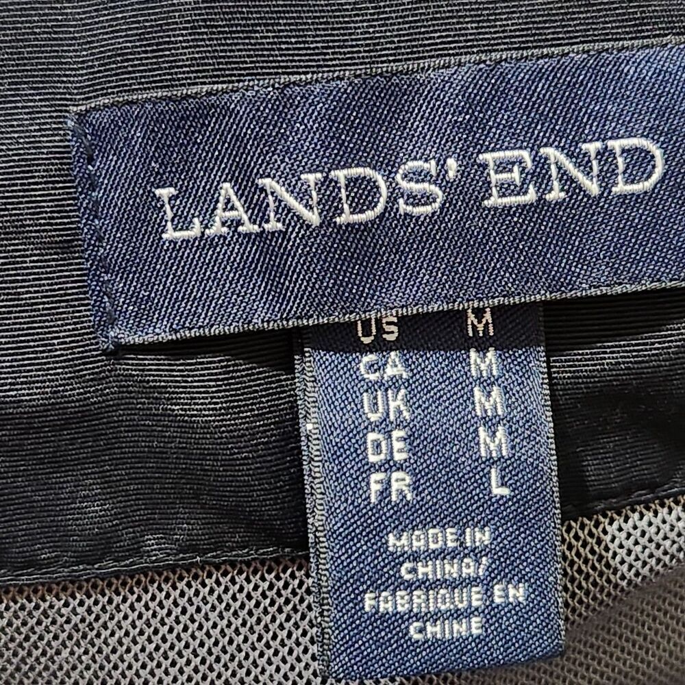 Lands Ends Windbreaker Jacket Size Medium Black Hooded Elastic Waist - Picture 13 of 16